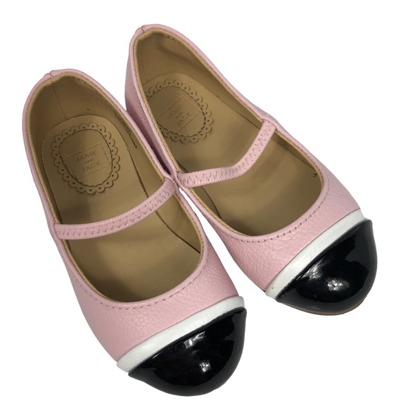 Janie and Jack Other - Janie and Jack Pink Ballet Flats with Black Patent Cap Toe size 7